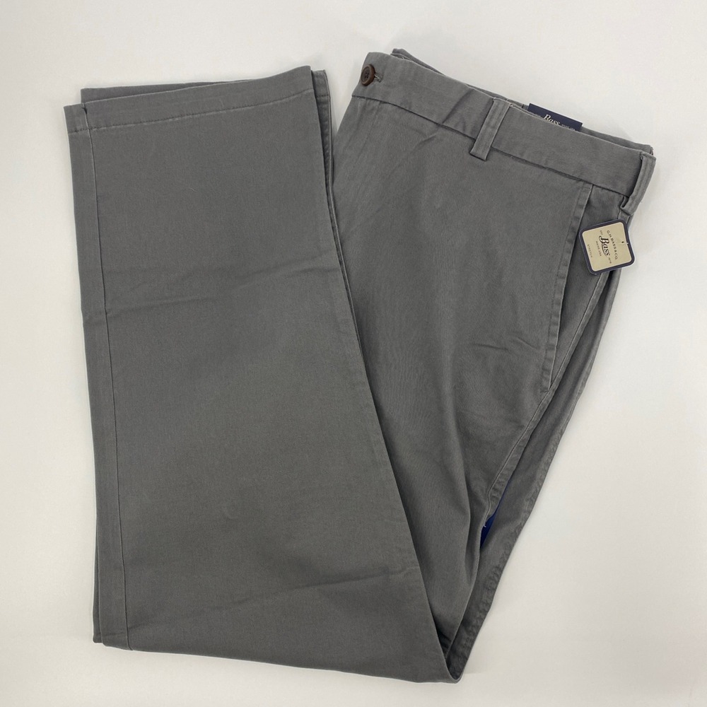 NEW GH Bass Wilton Chino Pants Mens 40x32 Grey Stretch Flat Front Straight